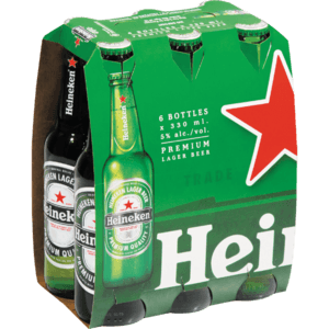 Heineken Premium Lager Beer Bottles 6 x 330ml - myhoodmarket