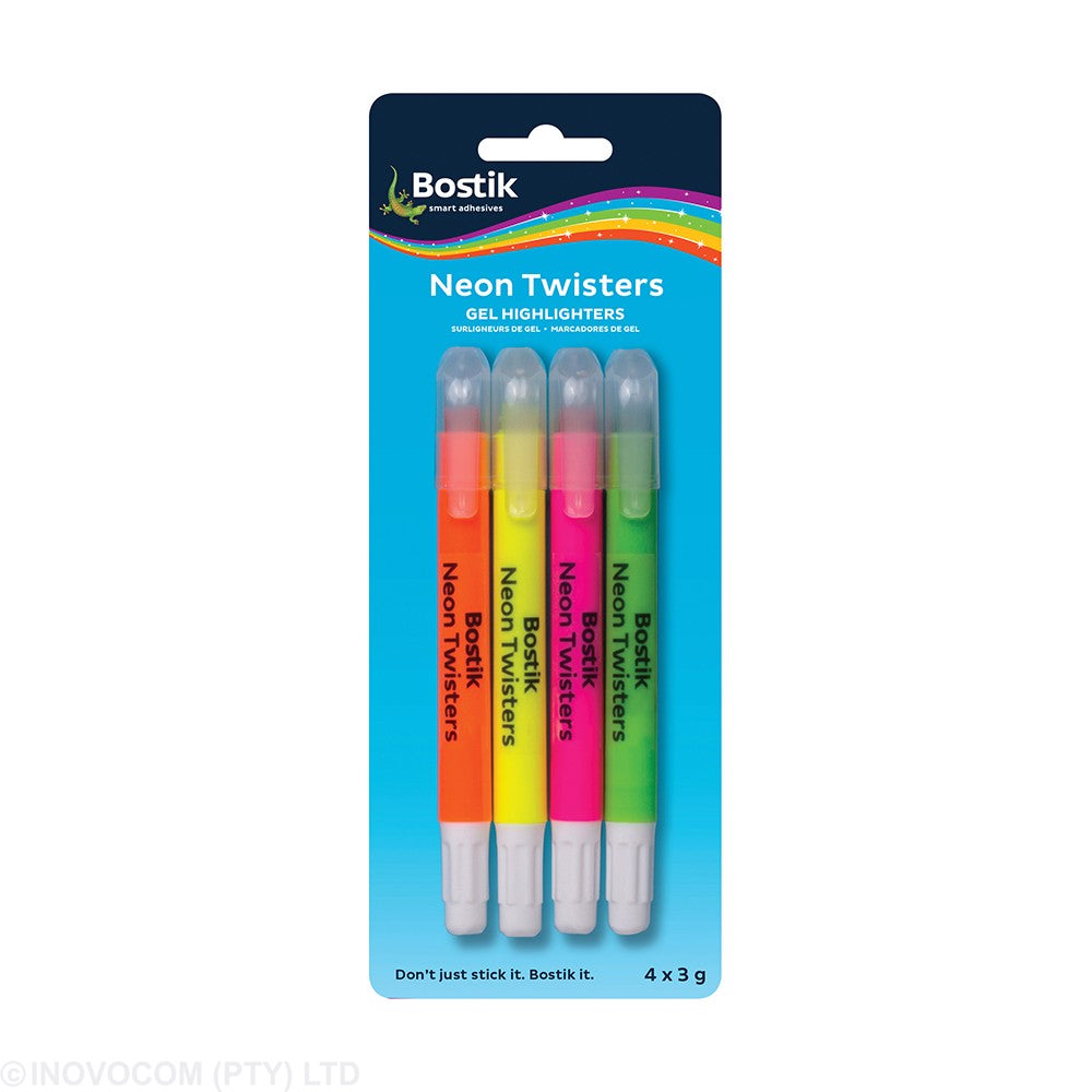 Bostik Slimline Wax Highlighters 4 Pack Assorted