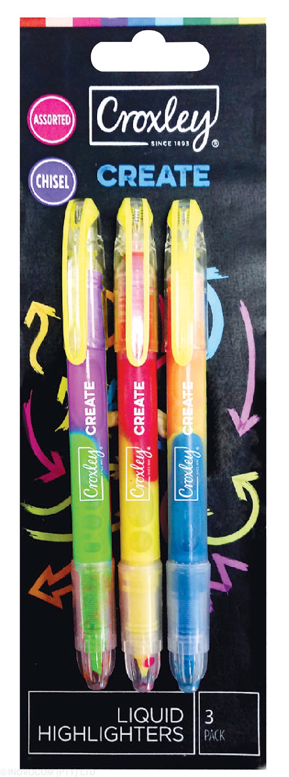 Croxley Create Liquid Highlighters Carded Card Of 3 Assorted