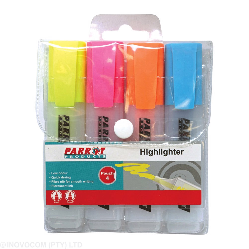 Parrot Highlighter Pouch of 4
