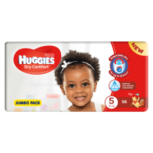 Huggies Dry Comfort Jumbo Pack Size 5 Diapers 56 Pack - myhoodmarket