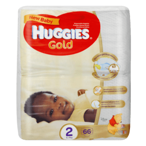 Huggies Gold New Baby Size 2 Disposable Nappies 66 Pack - myhoodmarket