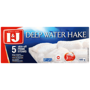 I&J Frozen Deep Water Hake Skin-Off Prime Steaks 500g - myhoodmarket