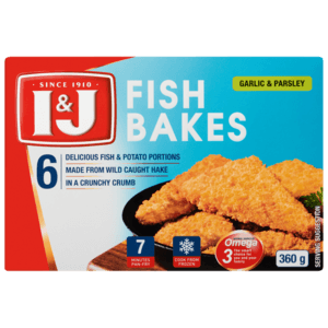 I&J Frozen Garlic & Parsely Flavoured Fish Bakes 360g - myhoodmarket