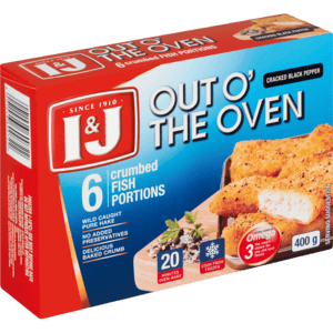 I&J Frozen Oven Black Pepper Crumbed Pepper Fish 500g - myhoodmarket