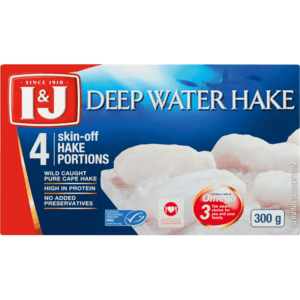 I&J Frozen Skin-Off Hake Portions 300g - myhoodmarket