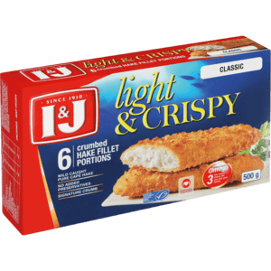 I&J Light & Crispy Classic 6 Crumbed Hake Fillet Portions 500g - myhoodmarket