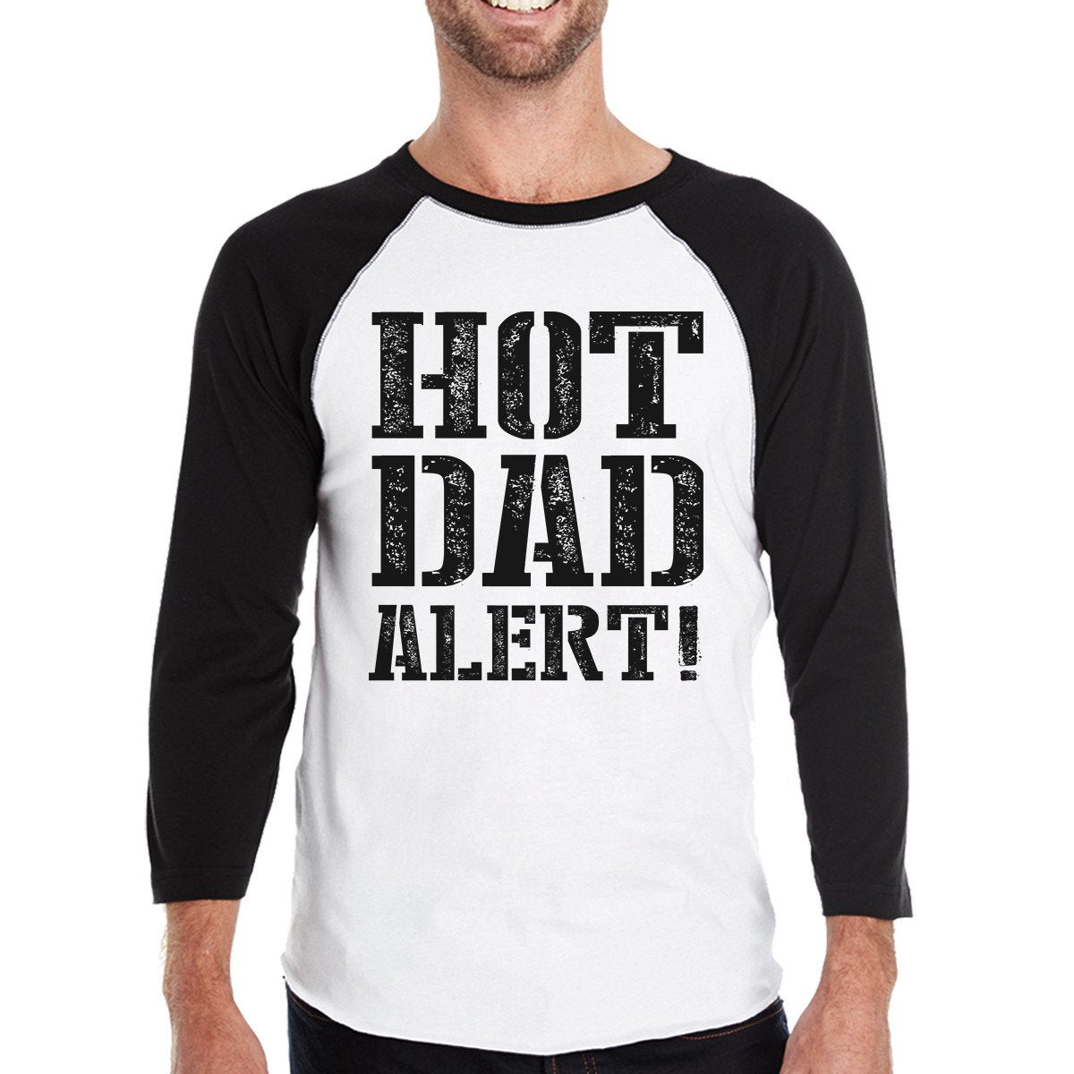 Hot Dad Alert Men's Cotton Baseball Raglan Tee Dad