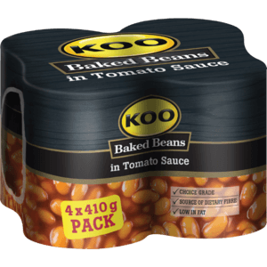 Koo Baked Beans In Tomato Sauce 4 x 410g - myhoodmarket