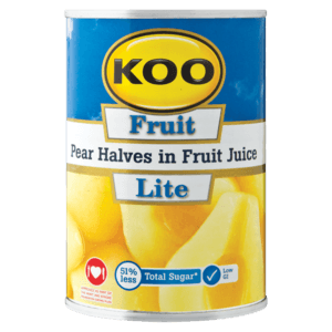 Koo Lite Pear Halves In Fruit Juice Can 410g - myhoodmarket