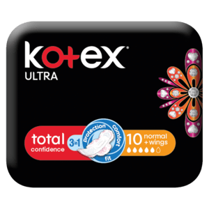Kotex Ultra Total Confidence 3-In-1 Normal Sanitary Pads With Wings 10 Pack - myhoodmarket