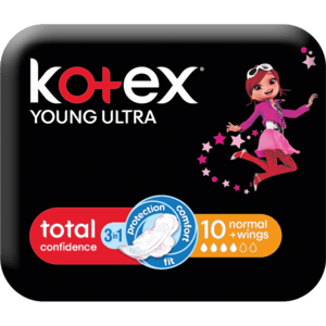 Kotex Young Ultra Total Confidence 3-In-1 Sanitary Pads With Wings 10 Pack - myhoodmarket