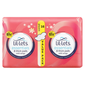 Lil-Lets Essentials Scented Thick Pads Value Pack 16 Pack - myhoodmarket