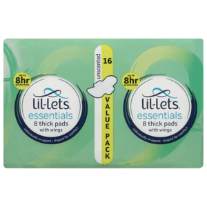 Lil-Lets Essentials Unscented Thick Pads Value Pack 16 Pack - myhoodmarket