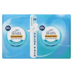 Lil-Lets Maxi Thick Regular Unscented Sanitary Pads Value Pack 20 Pack - myhoodmarket