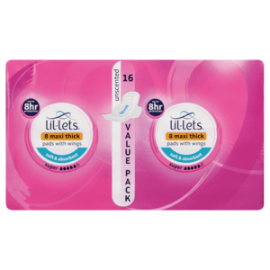 Lil-Lets Maxi Thick Super Unscented Sanitary Pads Value Pack 16 Pack - myhoodmarket