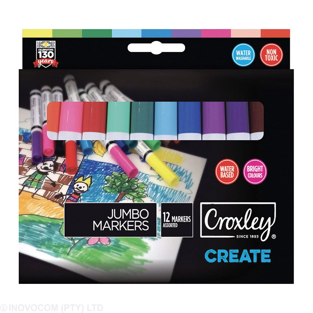 Croxley Create Jumbo Fibre Tip Markers Wallet 12 Assorted