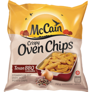 McCain Frozen Steakhouse Cut Texan BBQ Flavoured Crispy Oven Potato Chips 750g - myhoodmarket