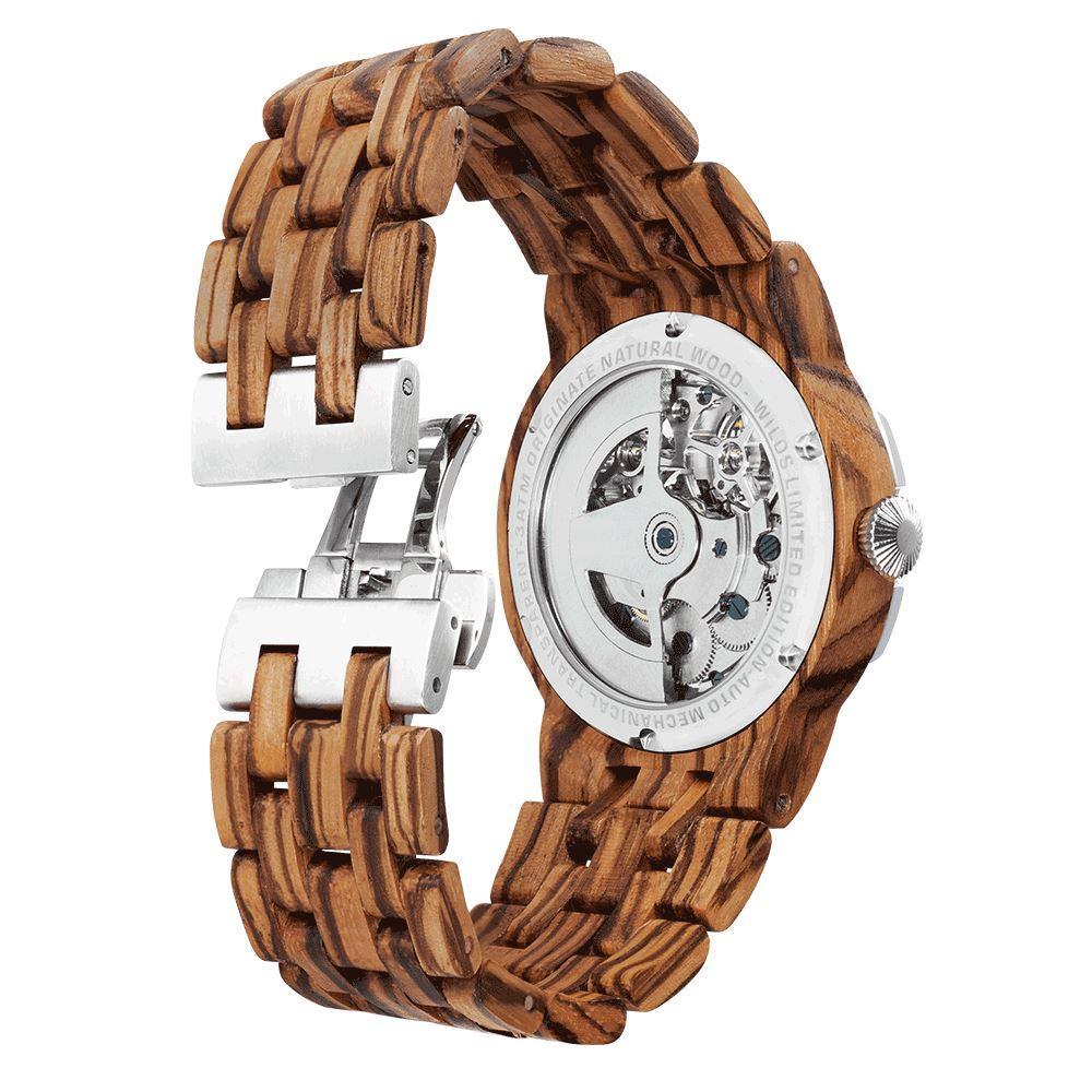 Men's Dual Wheel Automatic Zebra Wood Watch - For High End Watch