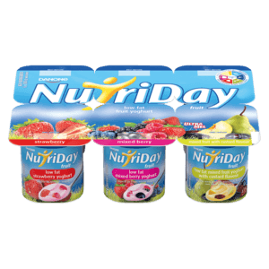 Nutriday Low Fat Strawberry Mixed Berry Mixed Fruit With Custard Flavoured Fruit Yoghurt 6 x 100g - myhoodmarket