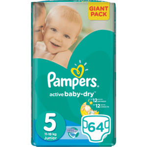 Pampers 11-18kg Active Junior Diapers 64 Pack - myhoodmarket