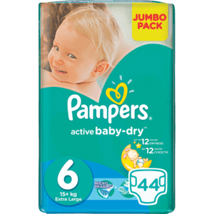 Pampers Active Extra Large Baby-Dry Nappies 44 Pack - myhoodmarket