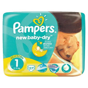 Pampers New Baby Dry Size 1 Nappies 27 Pack - myhoodmarket