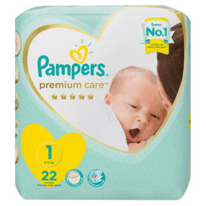 Pampers Premium Care Size 1 Nappies 22 Pack - myhoodmarket