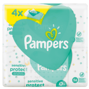 Pampers Sensitive Protect Baby Wipes 4 x 56 Pack - myhoodmarket
