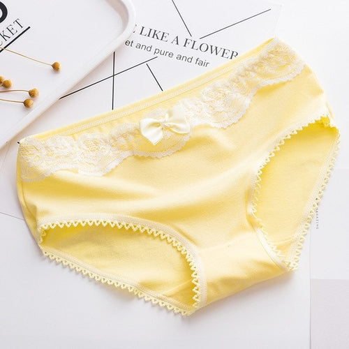 panties for women cotton lace solid color briefs