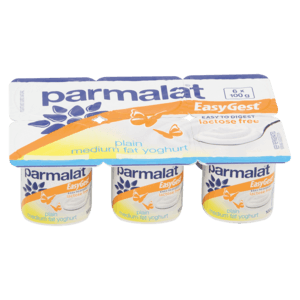Parmalat Easy Gest Lactose Free Plain Medium Fat Yoghurt 6 x 100g - myhoodmarket
