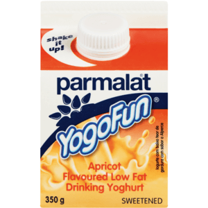 Parmalat YogoFun Apricot Flavoured Low Fat Drinking Yoghurt 350g - myhoodmarket