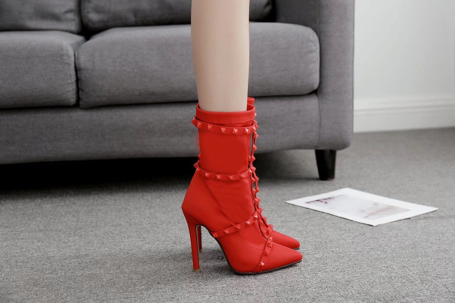 Women's boots pointed toe belt nail nail women's boots
