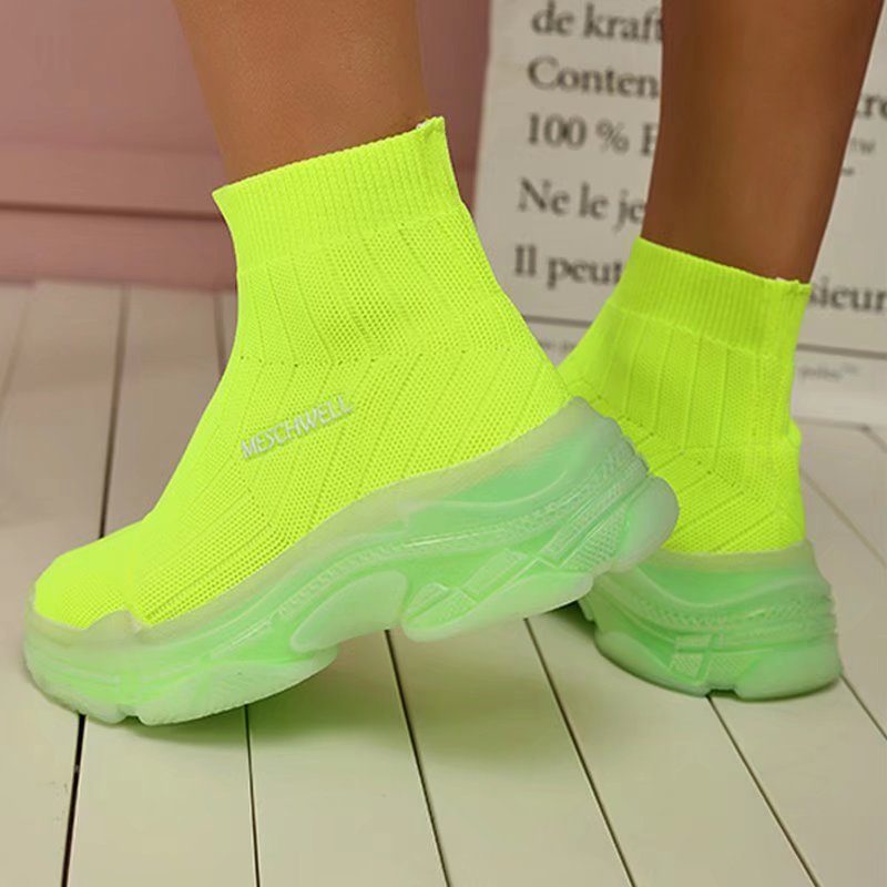 Women Ankle Boots Thick Bottom Concise Platform Slip On Shoes