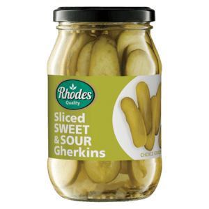 Rhodes Sliced Sweet & Sour Gherkins 385g - myhoodmarket