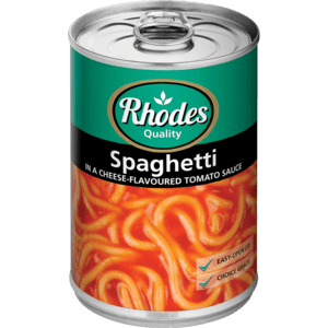 Rhodes Spaghetti In Cheese Flavoured Tomato Sauce 410g - myhoodmarket