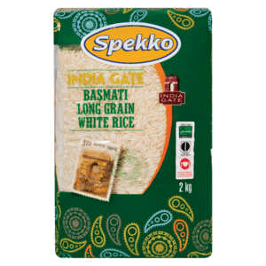 Spekko India Gate Basmati Long Grain White Rice 2kg - myhoodmarket