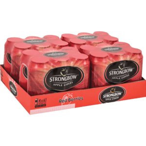 Strongbow Red Berries Cider Cans 24 x 440 - myhoodmarket