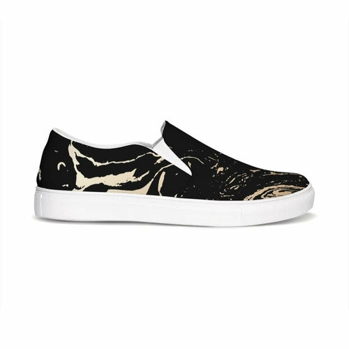 Uniquely You Womens Sneakers - Black & Beige Swirl Style Low Top