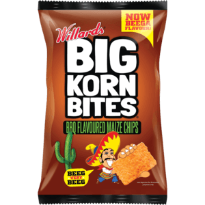 Willards Big Korn Bites Barbecue Flavoured Maize Chips 120g - myhoodmarket