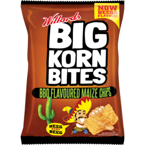 Willards Big Korn Bites Barbecue Flavoured Maize Chips 50g - myhoodmarket