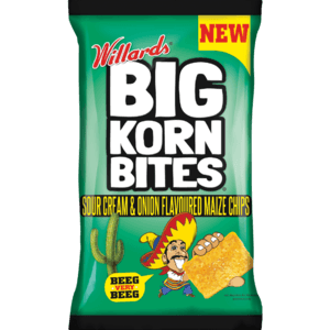 Willards Big Korn Bites Sour Cream & Onion Flavoured Maize Chips 50g - myhoodmarket
