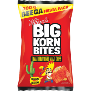 Willards Big Korn Bites Tomato Flavoured Maize Chips 200g - myhoodmarket