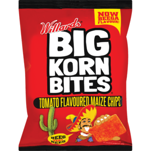 Willards Big Korn Bites Tomato Flavoured Maize Chips 50g - myhoodmarket