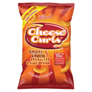 Willards Cheese Curls Chilli Cheese Flavoured Maize Snack 150g - myhoodmarket