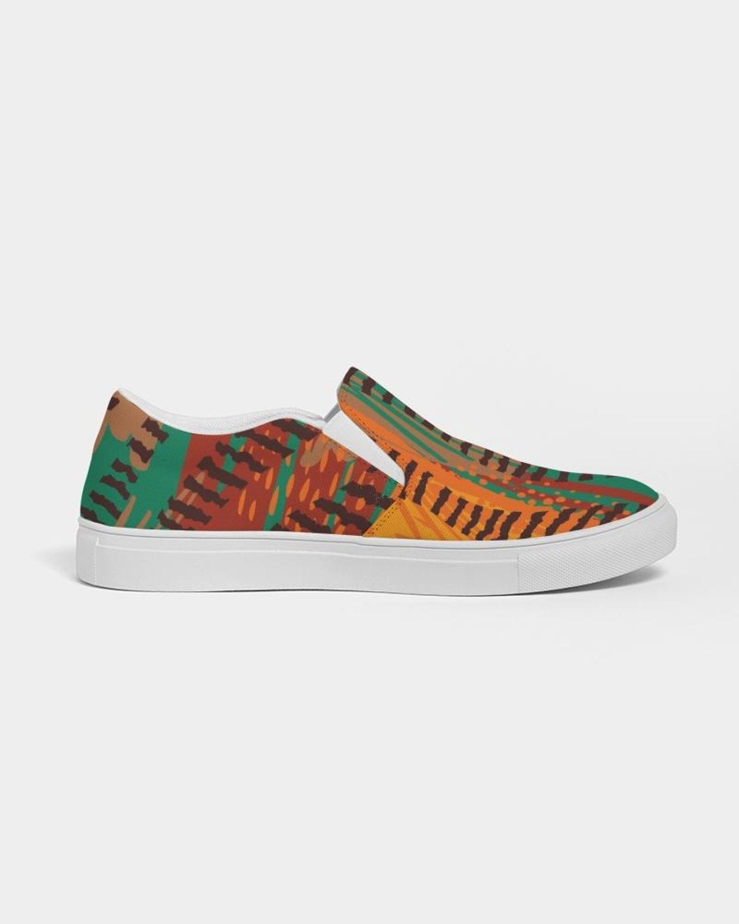 Uniquely You Womens Sneakers - Brown & Green Low Top Slip-On Canvas