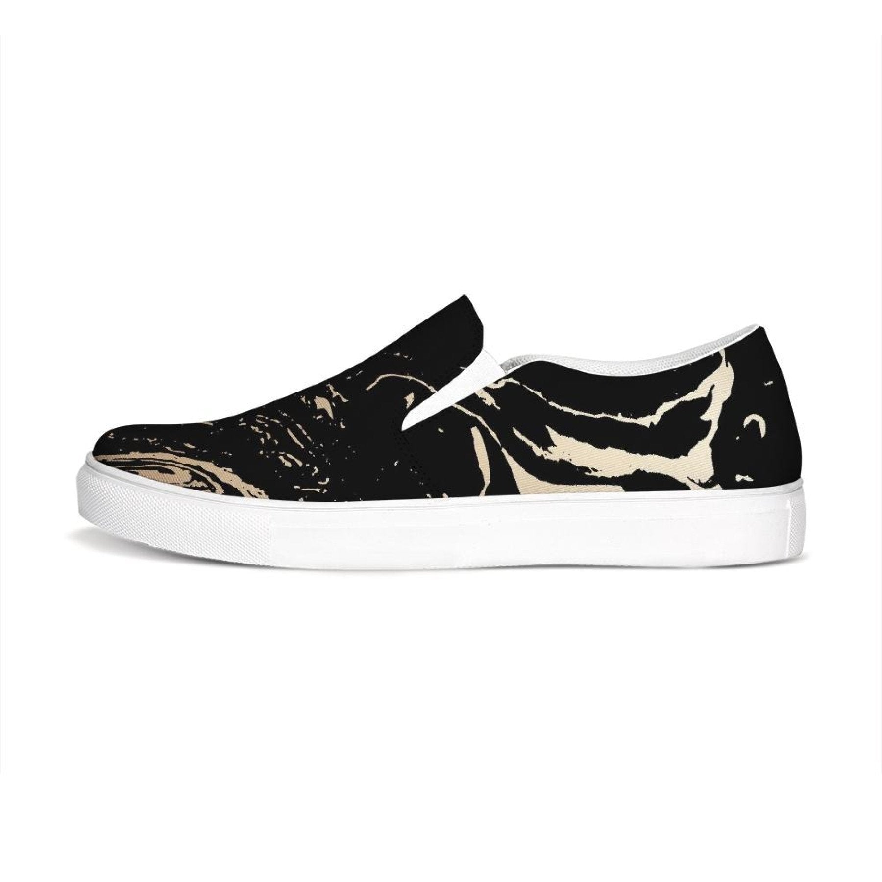 Uniquely You Womens Sneakers - Black & Beige Swirl Style Low Top