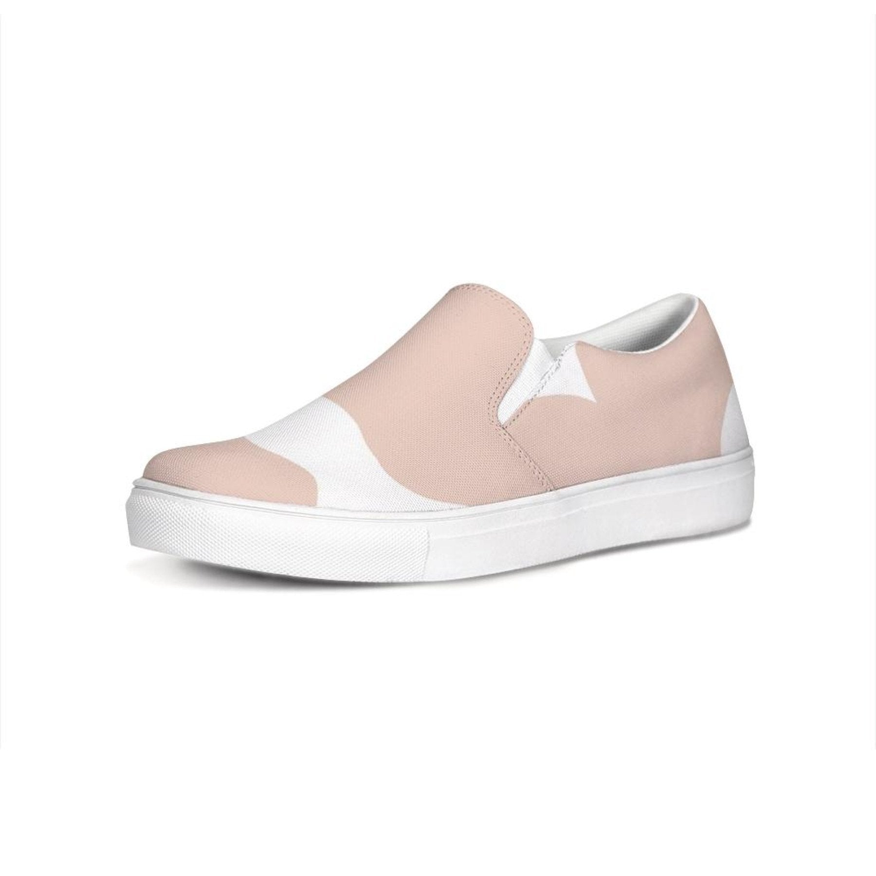 Womens Sneakers, Peach & White Low Top Slip-On Canvas Shoes