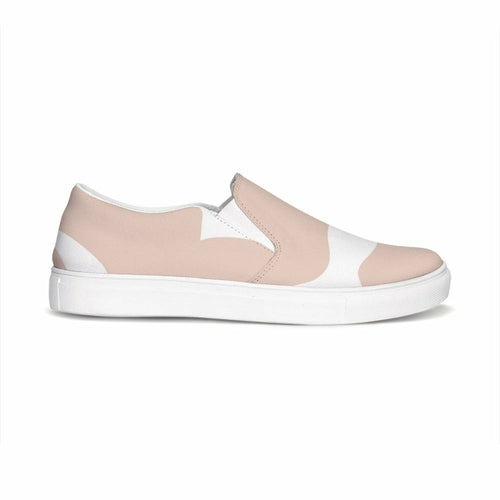 Womens Sneakers, Peach & White Low Top Slip-On Canvas Shoes